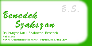 benedek szakszon business card